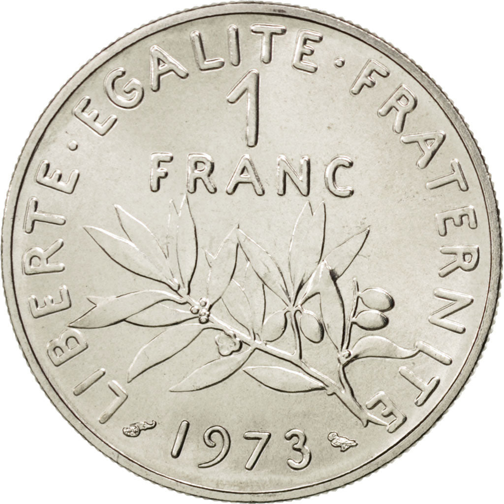 FRANCE, Semeuse, Franc, 1973, Paris, KM #925.1, MS(63), Nickel, 24, Gadoury...