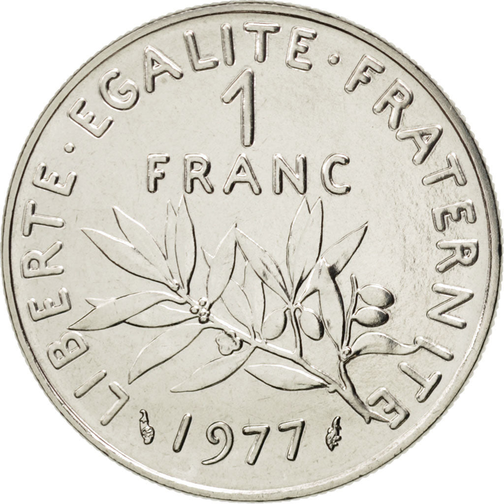 FRANCE, Semeuse, Franc, 1977, Paris, KM #925.1, MS(63), Nickel, 24, Gadoury...