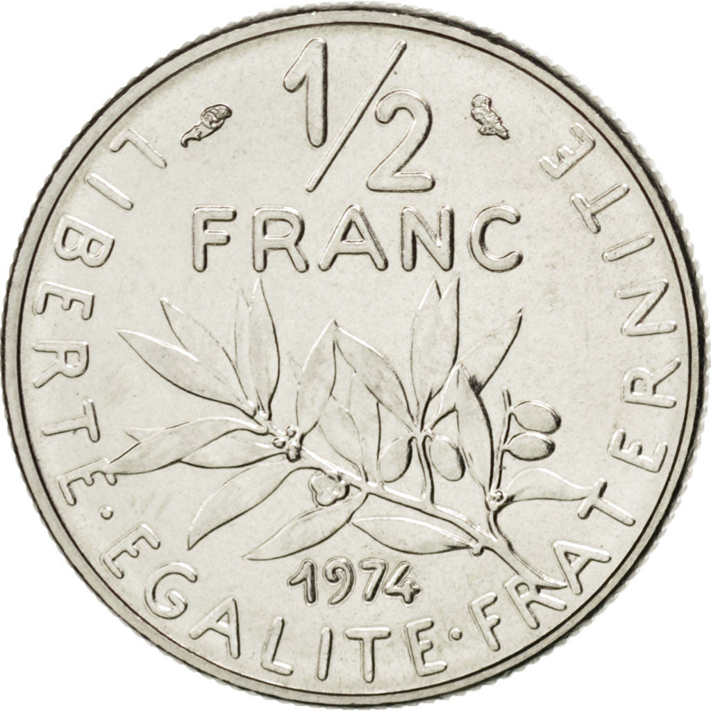 Vème République, 1/2 Franc Semeuse 1974, KM 931.1