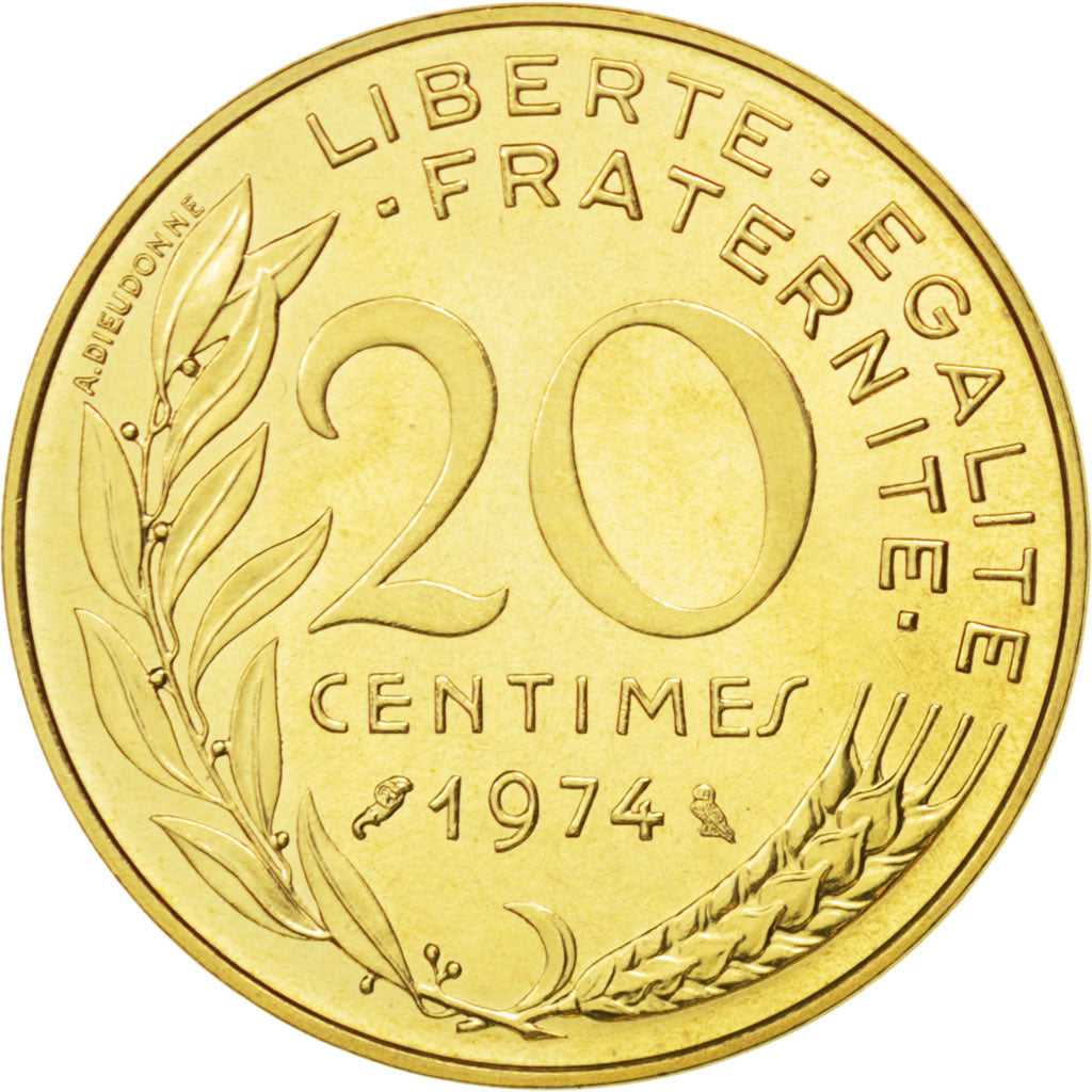 FRANCE, Marianne, 20 Centimes, 1974, Paris, KM #930, MS(65-70),...