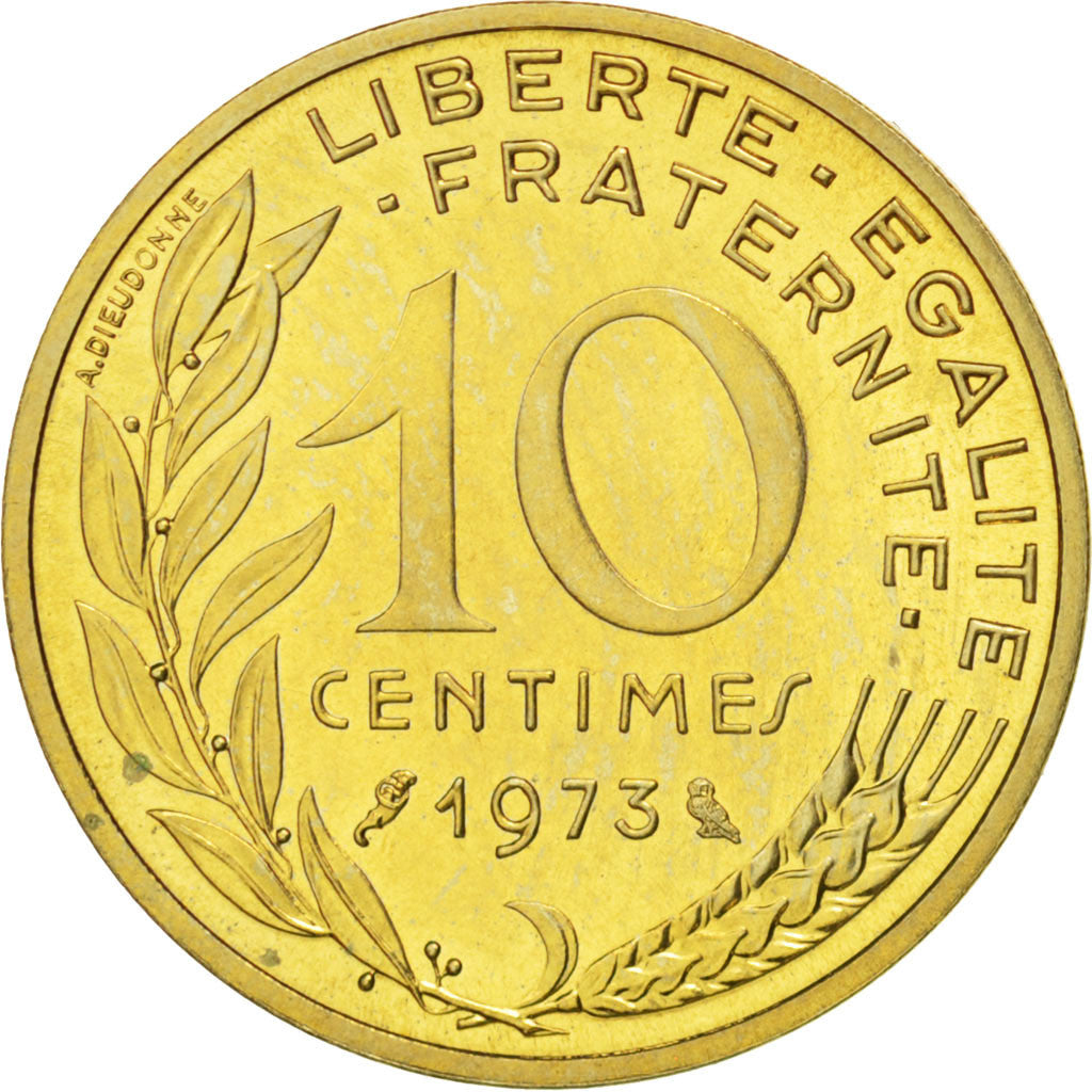 Coin, France, Marianne, 10 Centimes, 1973, MS(63), Aluminum-Bronze, KM:929