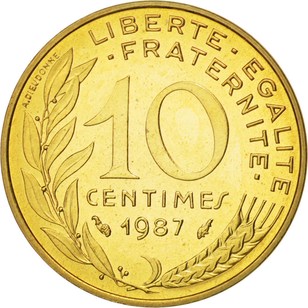 FRANCE, Marianne, 10 Centimes, 1987, Paris, KM #929, MS(65-70),...