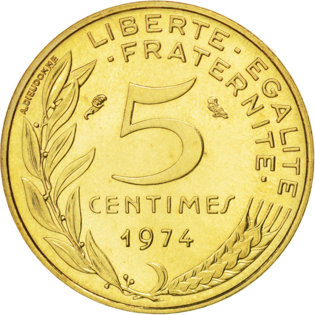 Coin, France, Marianne, 5 Centimes, 1974, MS(63), Aluminum-Bronze, KM:933
