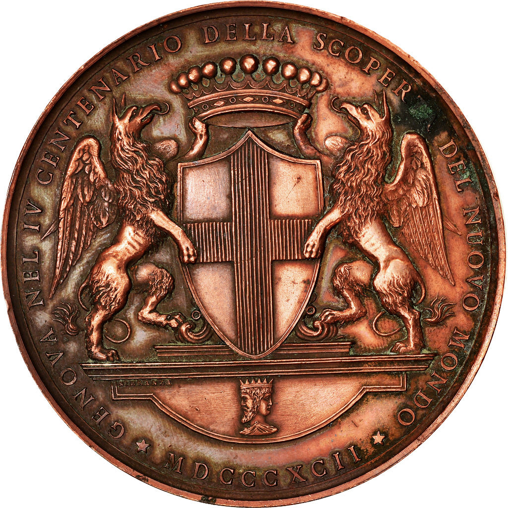 Spagna, medaglia, Cristoforo Colombo, IV Centenario della Scoperta del Nuevo