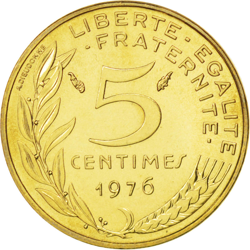 Coin, France, Marianne, 5 Centimes, 1976, MS(63), Aluminum-Bronze, KM:933