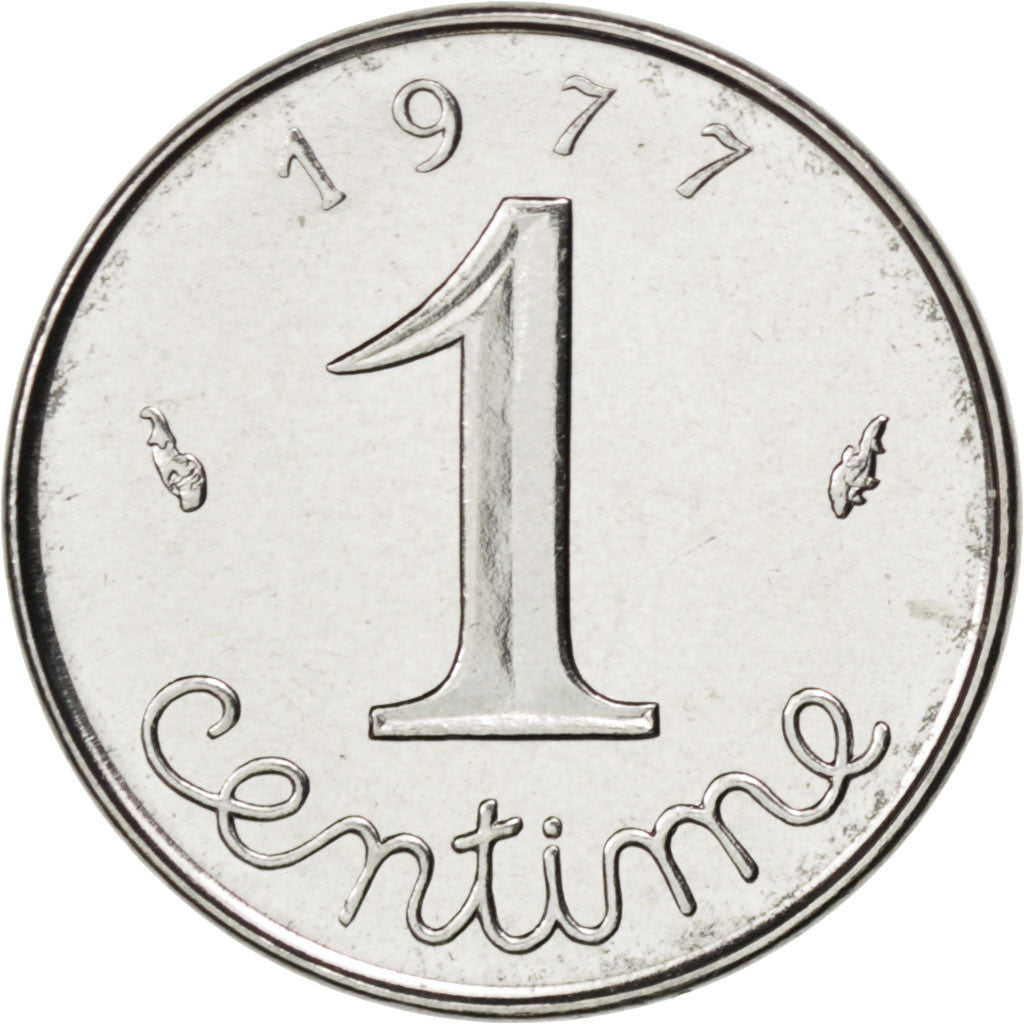 FRANCE, Épi, Centime, 1977, Paris, KM #928, MS(63), Stainless Steel, 15, 1.65