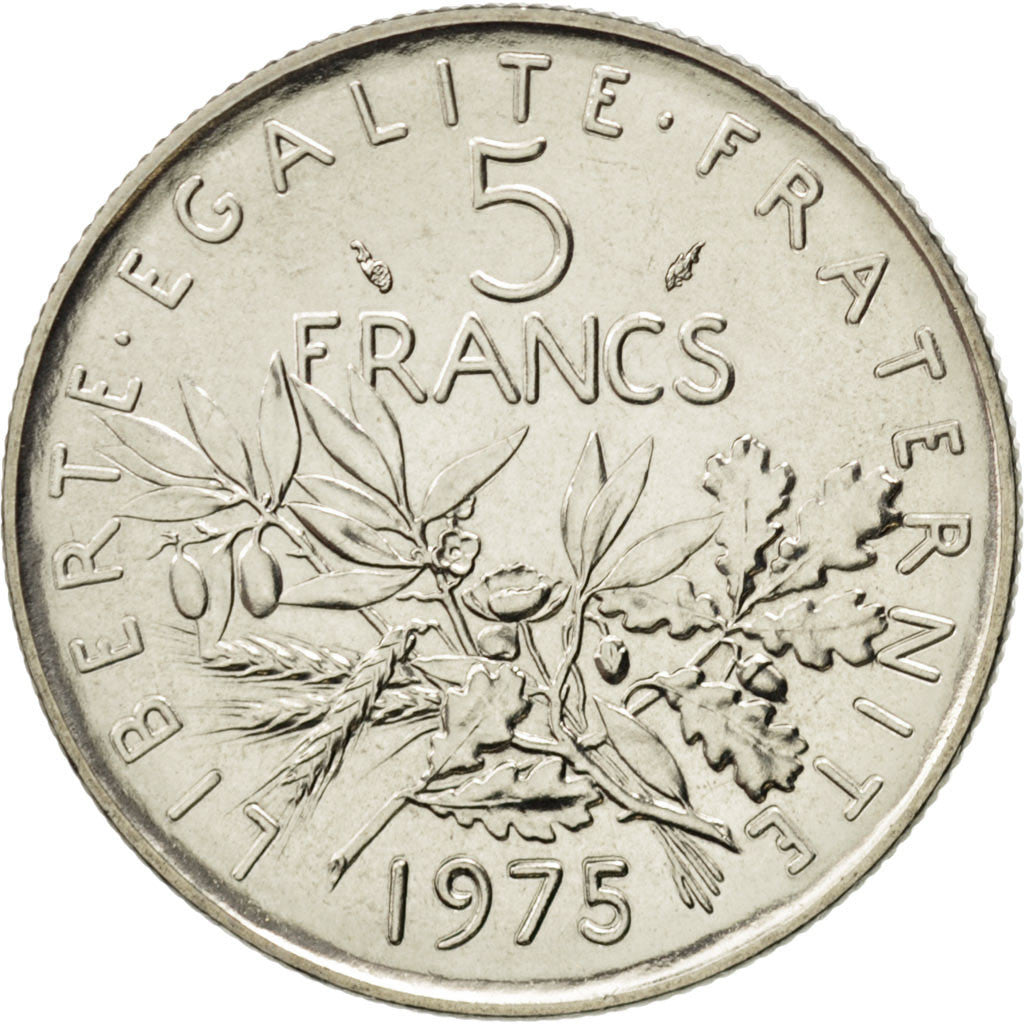 Coin, France, Semeuse, 5 Francs, 1975, MS(63), Nickel Clad Copper-Nickel