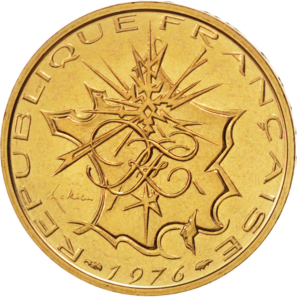FRANCE, Mathieu, 10 Francs, 1976, KM #940, MS(63), Nickel-Brass, 26, Gadoury...