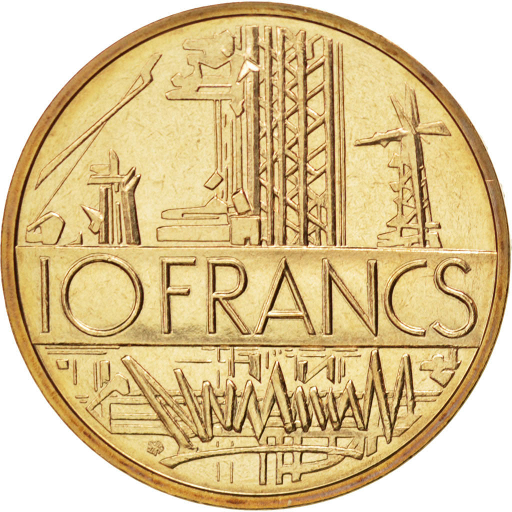 FRANCE, Mathieu, 10 Francs, 1976, KM #940, MS(63), Nickel-Brass, 26, Gadoury...