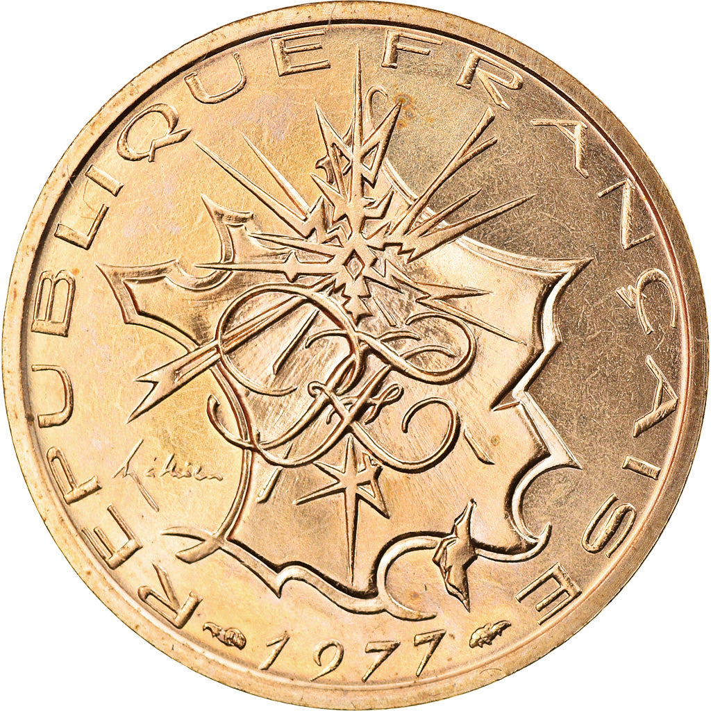 Coin, France, Mathieu, 10 Francs, 1977, MS(63), Nickel-brass, KM:940