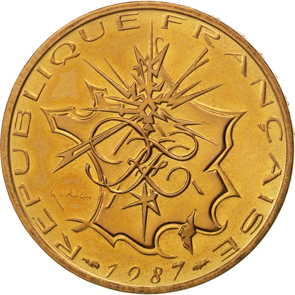 FRANCE, Mathieu, 10 Francs, 1987, KM #940, MS(63), Nickel-Brass, 26, Gadoury...