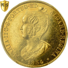 Munten, Portugal, Maria II, Peca, 6400 Reis, 1834, Lisbon, PCGS, AU58, PR, Goud