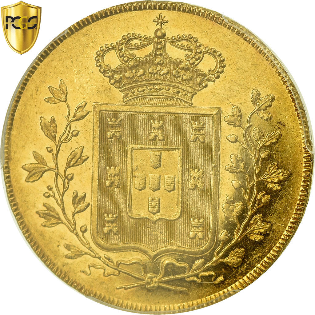 Monnaie, Portugal, Maria II, Peca, 6400 Reis, 1834, Lisbonne, PCGS, AU58, SUP