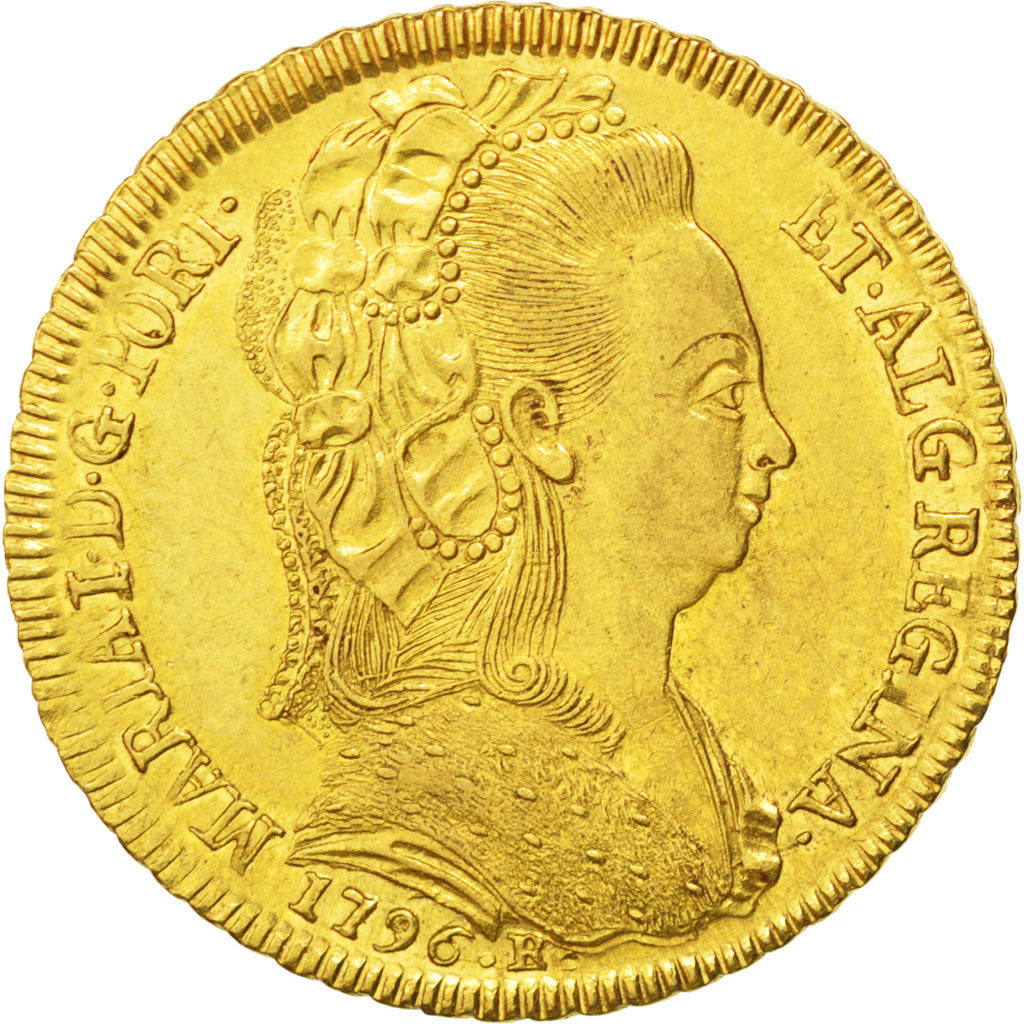 Moneta, Brasile, Maria I, 6400 Reis, 1796, Rio de Janeiro, SPL-, Oro, KM:226.1