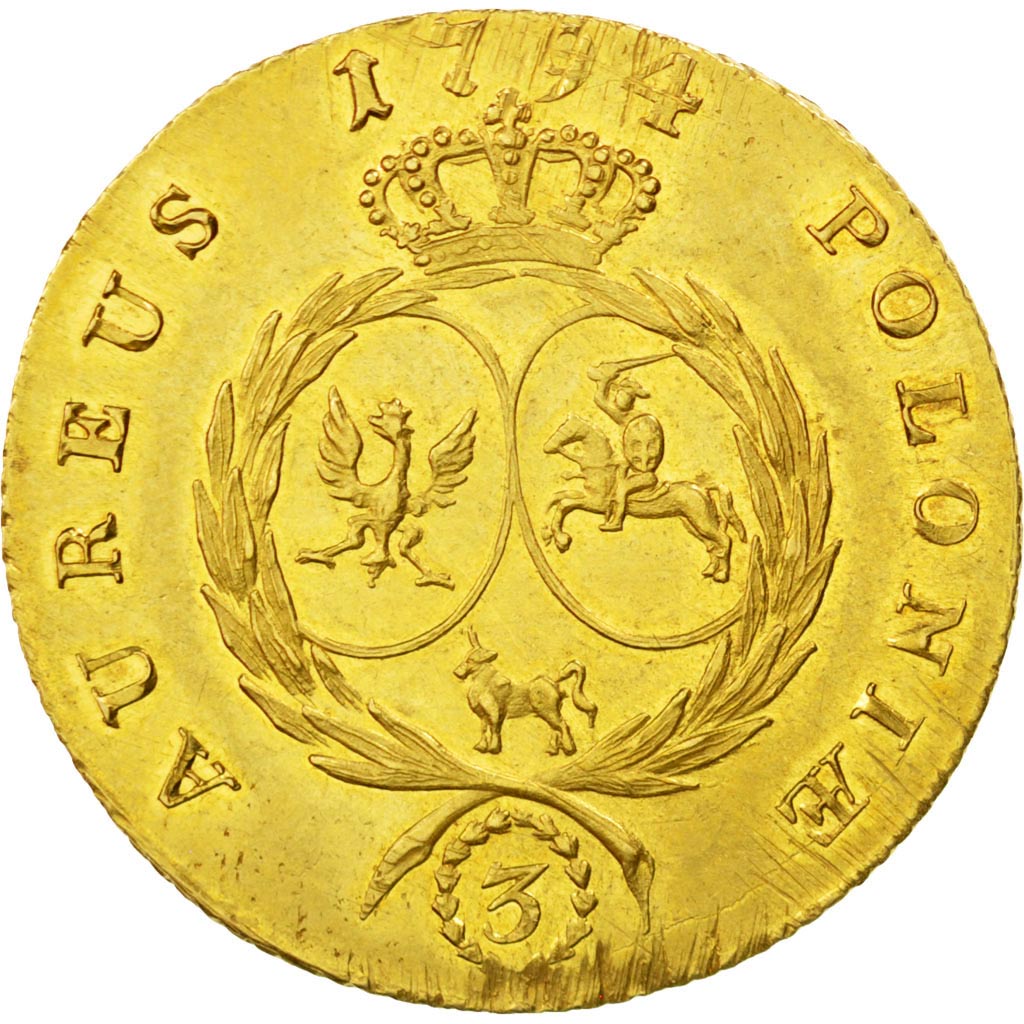 Poland, Stanislaus Augustus, 3 Ducat, 1794, Gold, KM:218, PCGS MS62