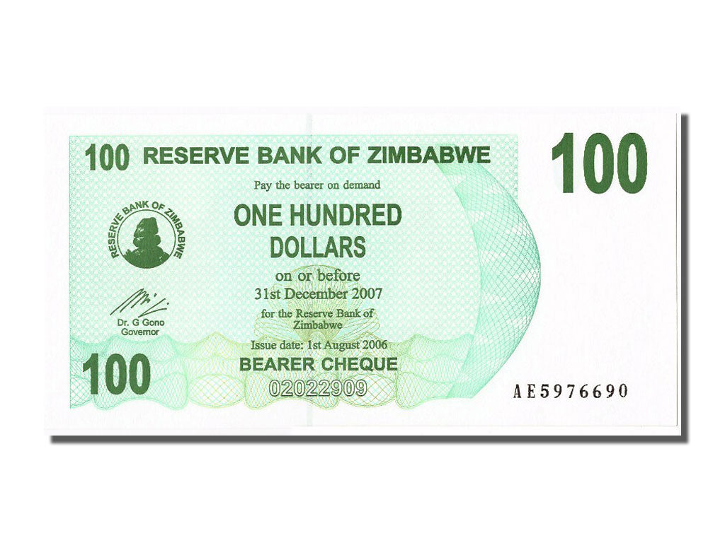Banknote, Zimbabwe, 100 Dollars, 2006, 2006-08-01, UNC(65-70)