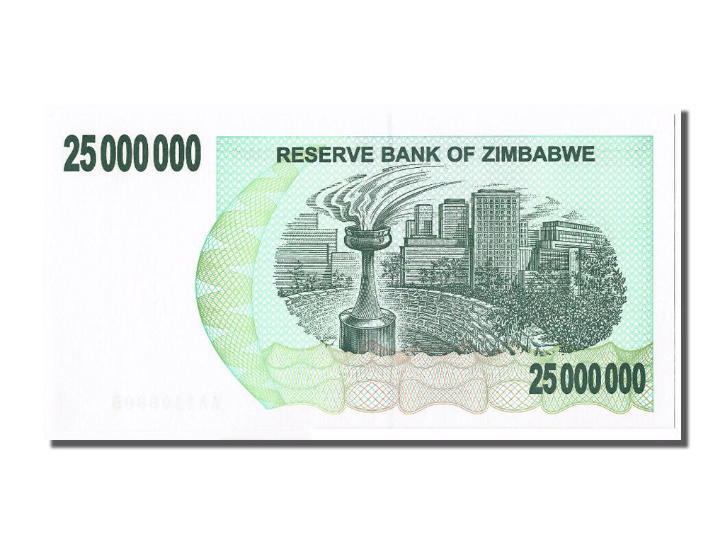 Zimbabwe, 25 Million Dollars, 2008, KM #56, 2008-04-02, UNC(65-70), AA1108905
