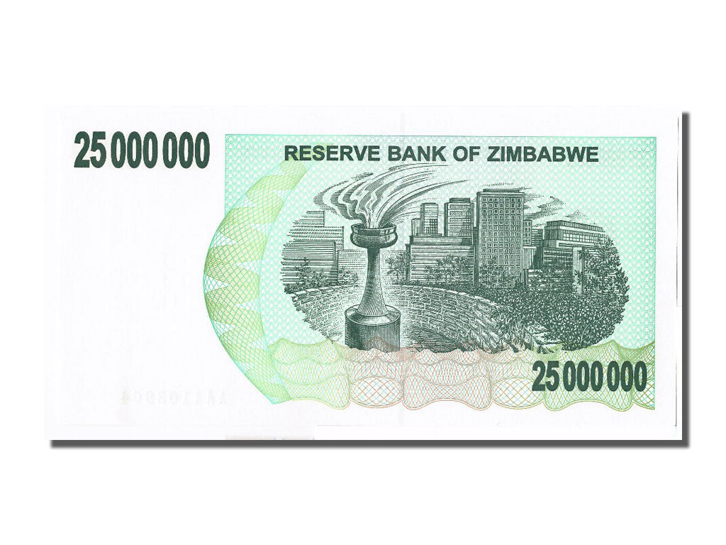 Zimbabwe, 25 Million Dollars, 2008, KM #56, 2008-04-02, UNC(65-70), AA1108904