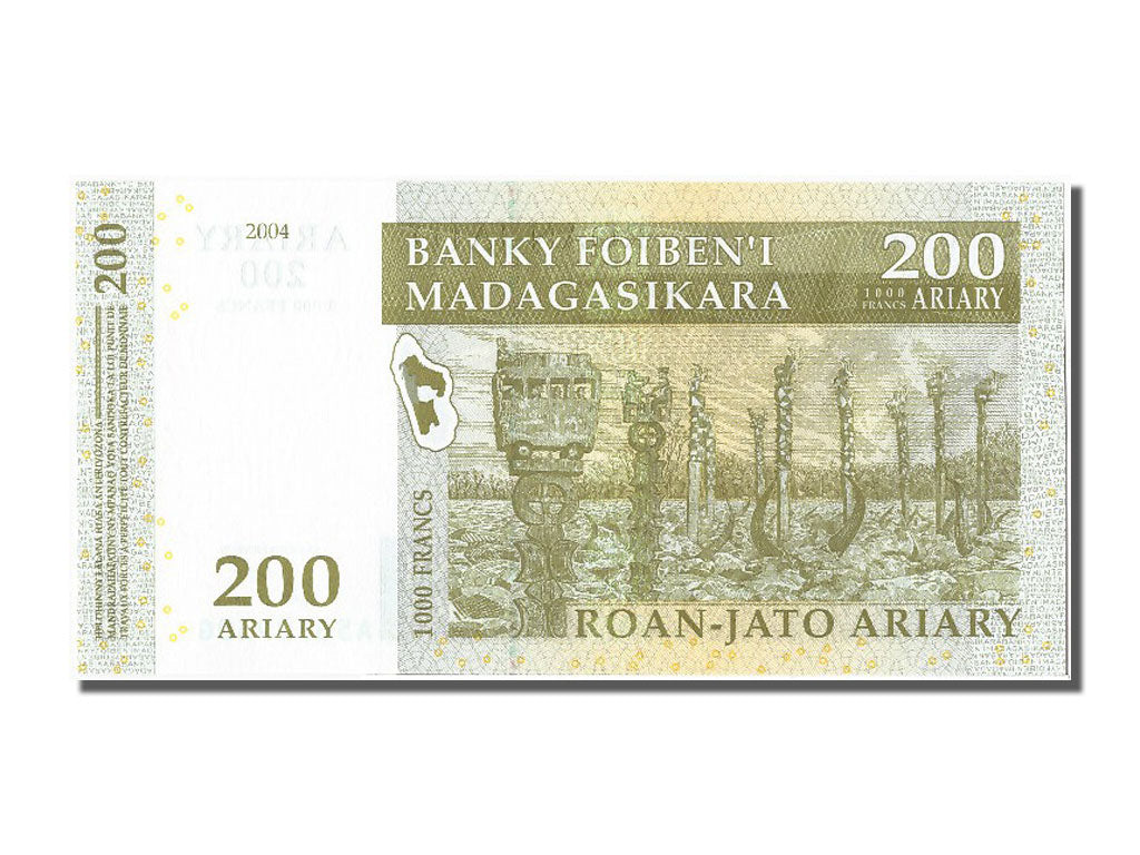 Biljet, Madagascar, 200 Ariary, 2004, NIEUW