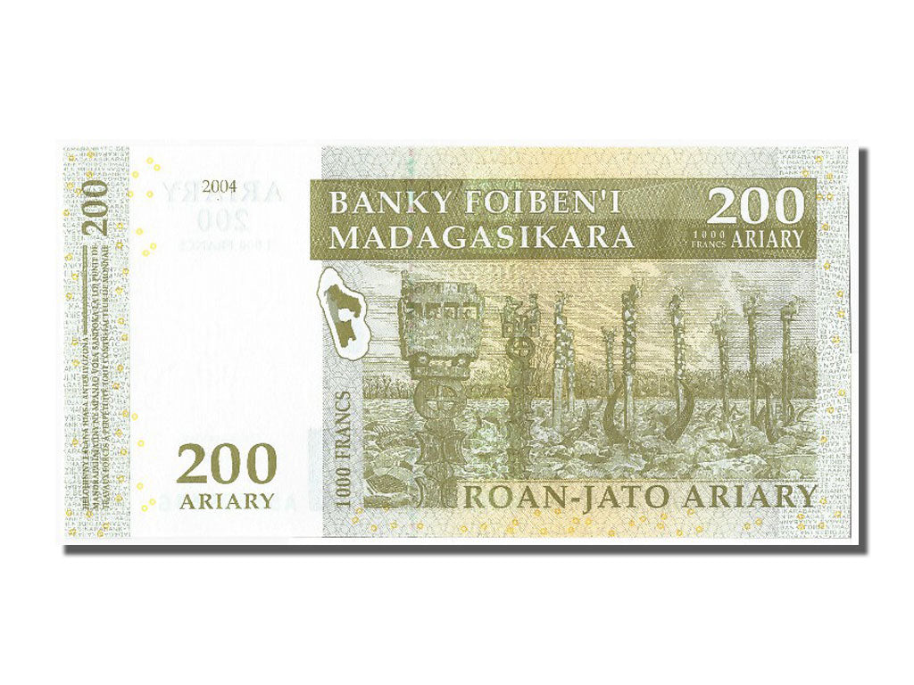 Banknote, Madagascar, 200 Ariary, 2004, UNC(65-70)