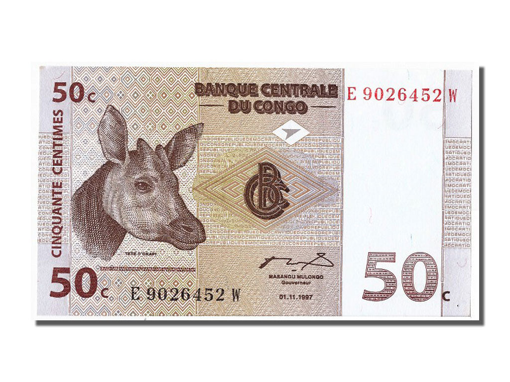 Geldschein, Congo Democratic Republic, 50 Centimes, 1997, 1997-11-01, UNZ