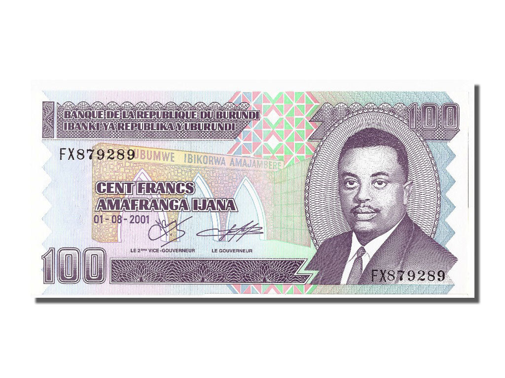 Billet, Burundi, 100 Francs, 2001, 2001-08-01, NEUF