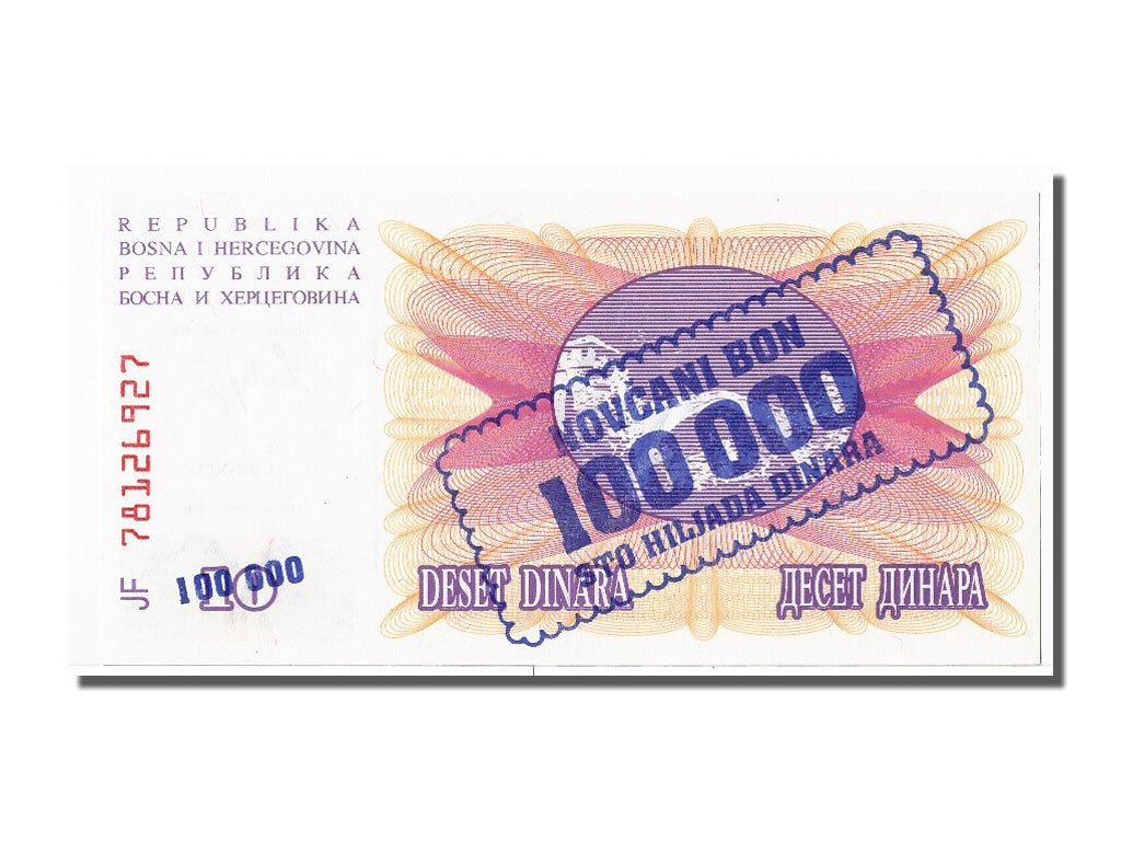 Banknote, Bosnia - Herzegovina, 100,000 Dinara, 1993, 1993-09-01, UNC(65-70)