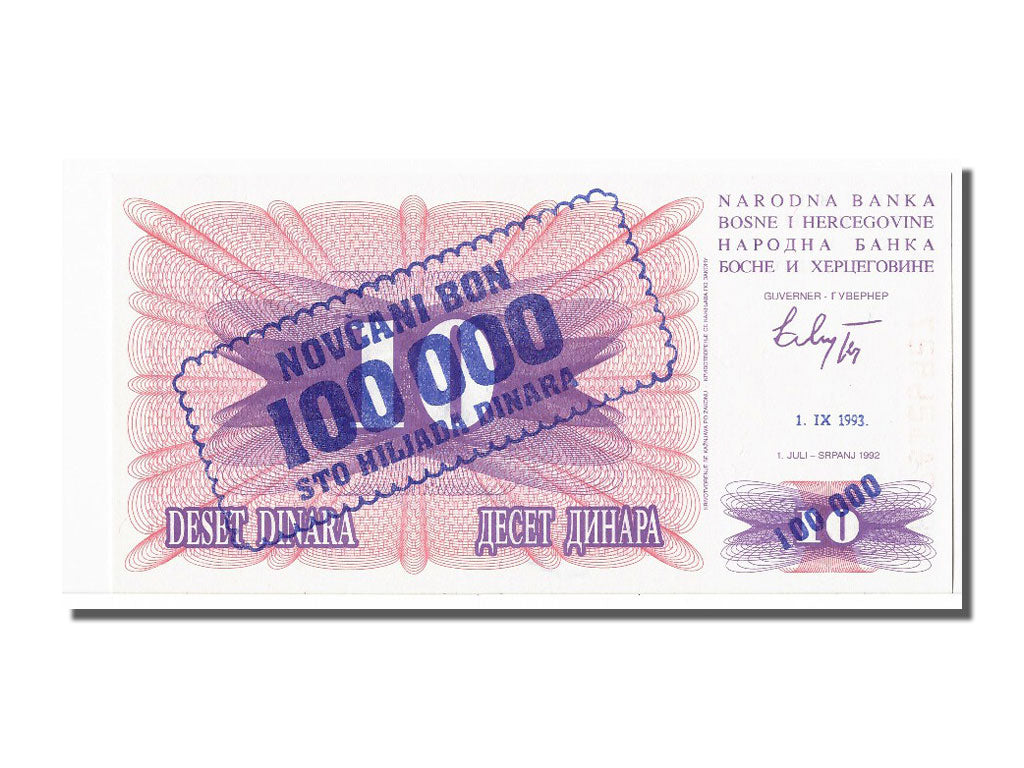 Banknote, Bosnia - Herzegovina, 100,000 Dinara, 1993, 1993-09-01, UNC(65-70)