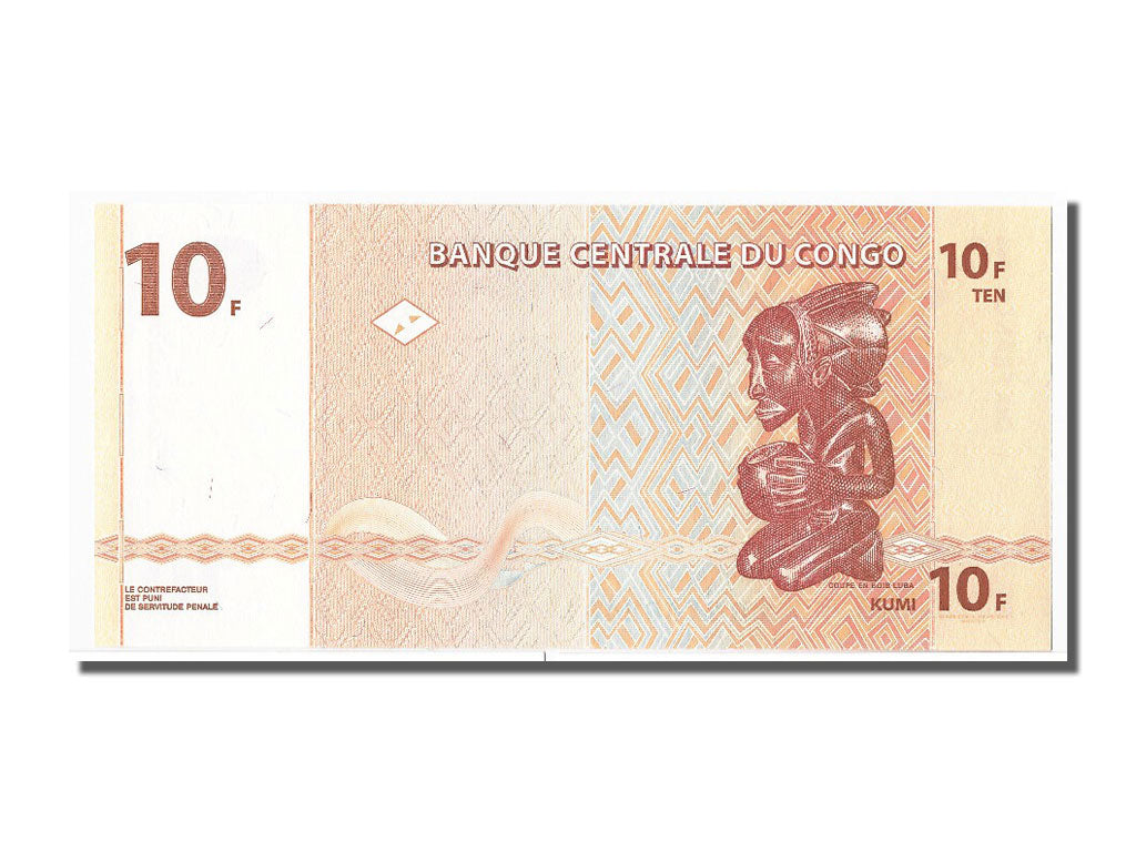 Banconote, Repubblica Democratica del Congo, 10 Francs, 2003, 2003-06-30, FDS