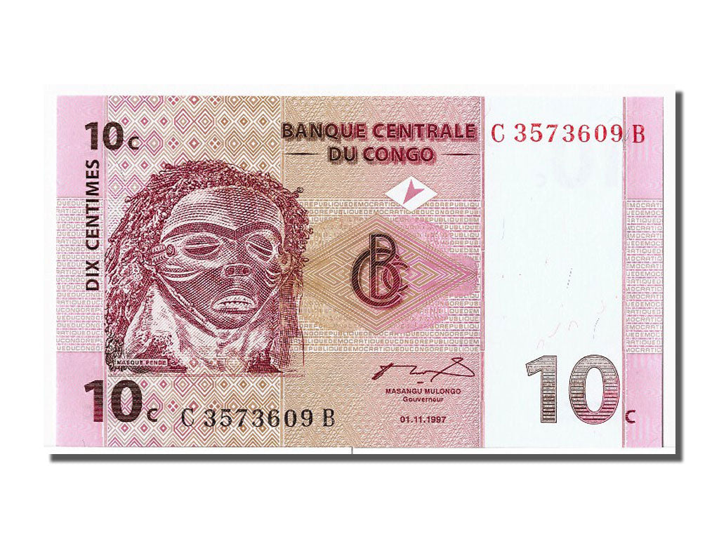 Banknote, Congo Democratic Republic, 10 Centimes, 1997, 1997-11-01, UNC(65-70)