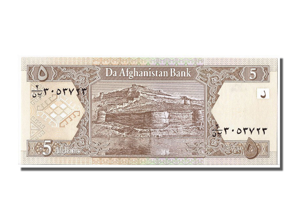 Geldschein, Afghanistan, 5 Afghanis, 2002, UNZ