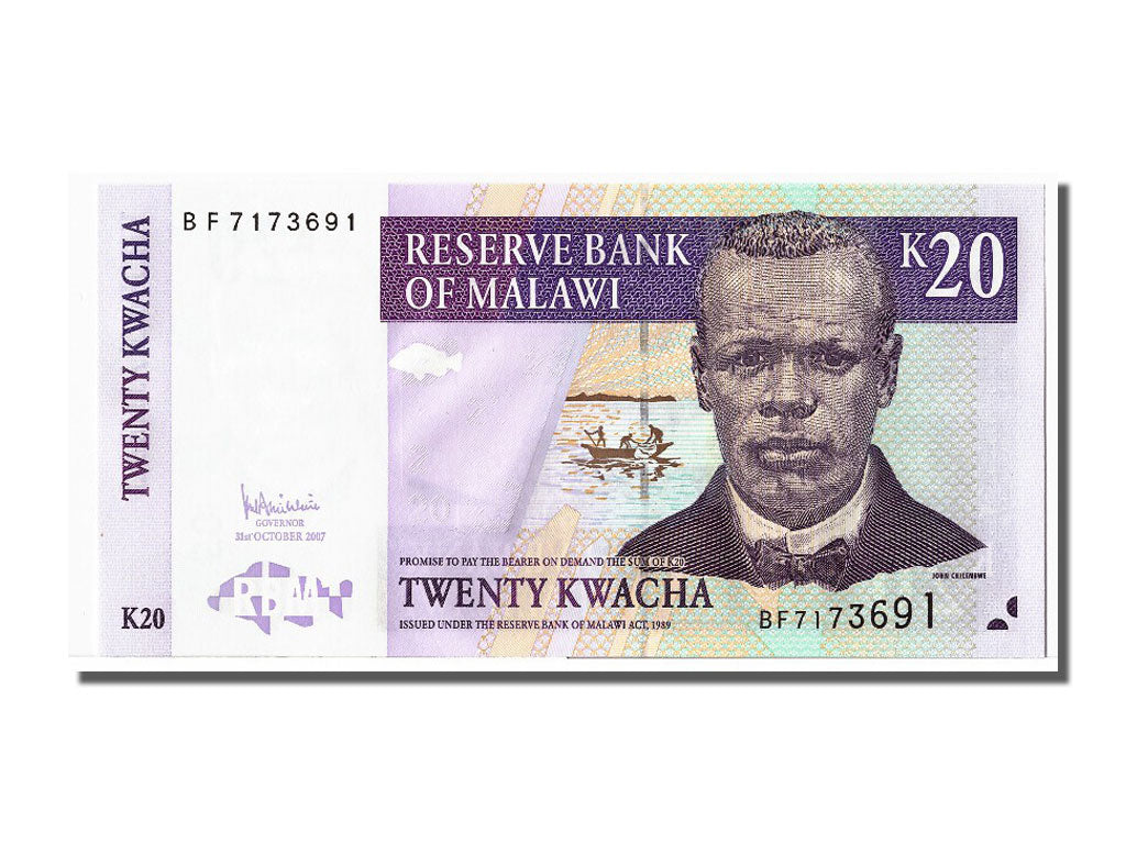 Banknote, Malawi, 20 Kwacha, 2007, 2007-10-31, UNC(65-70)
