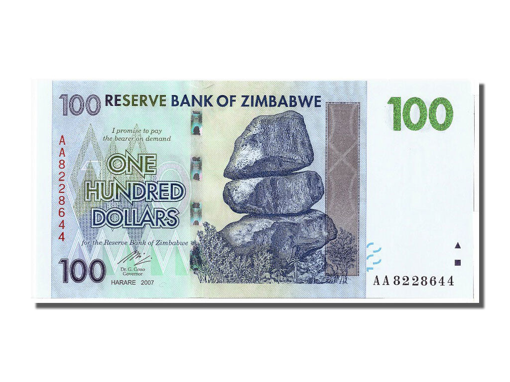 Geldschein, Simbabwe, 100 Dollars, 2008, 2008-08-01, UNZ