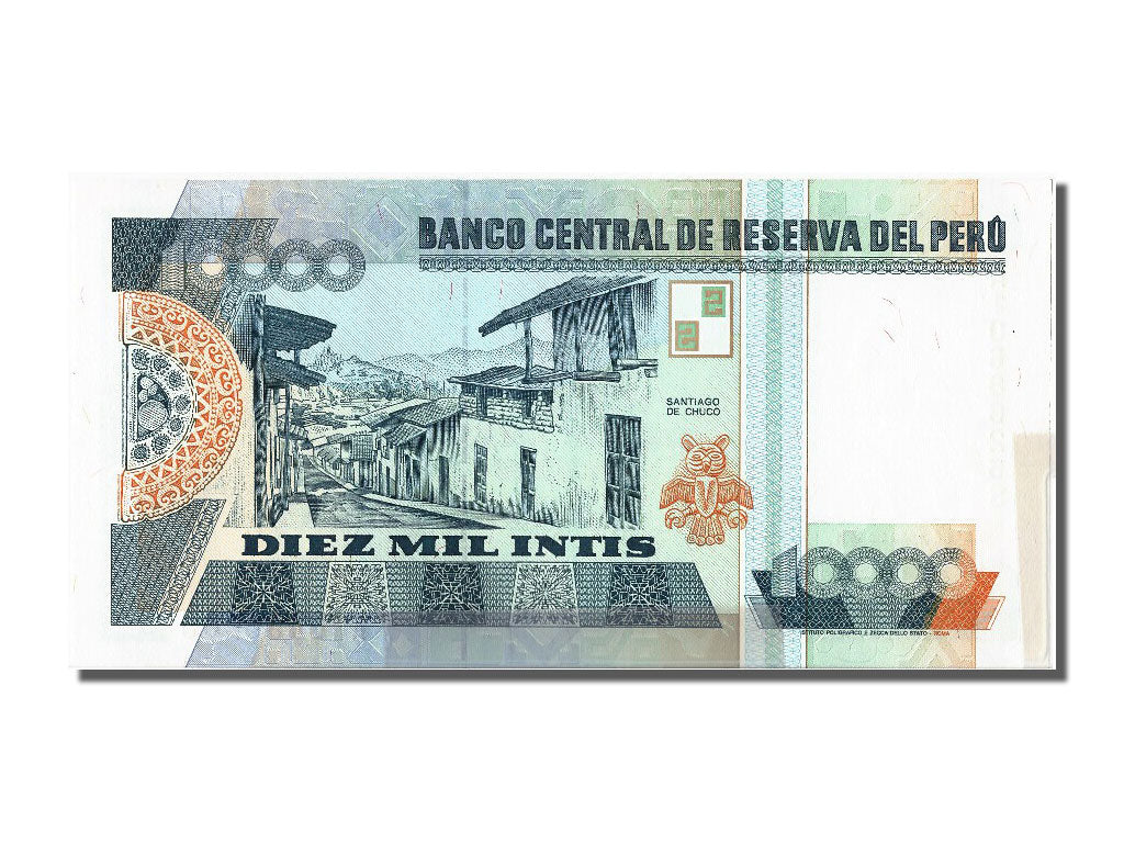 Banknote, Peru, 10,000 Intis, 1988, 1988-06-28, UNC(65-70)