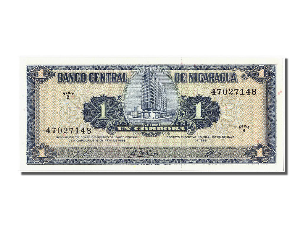 Banknote, Nicaragua, 1 Cordoba, 1968, 1968-05-25, UNC(63)