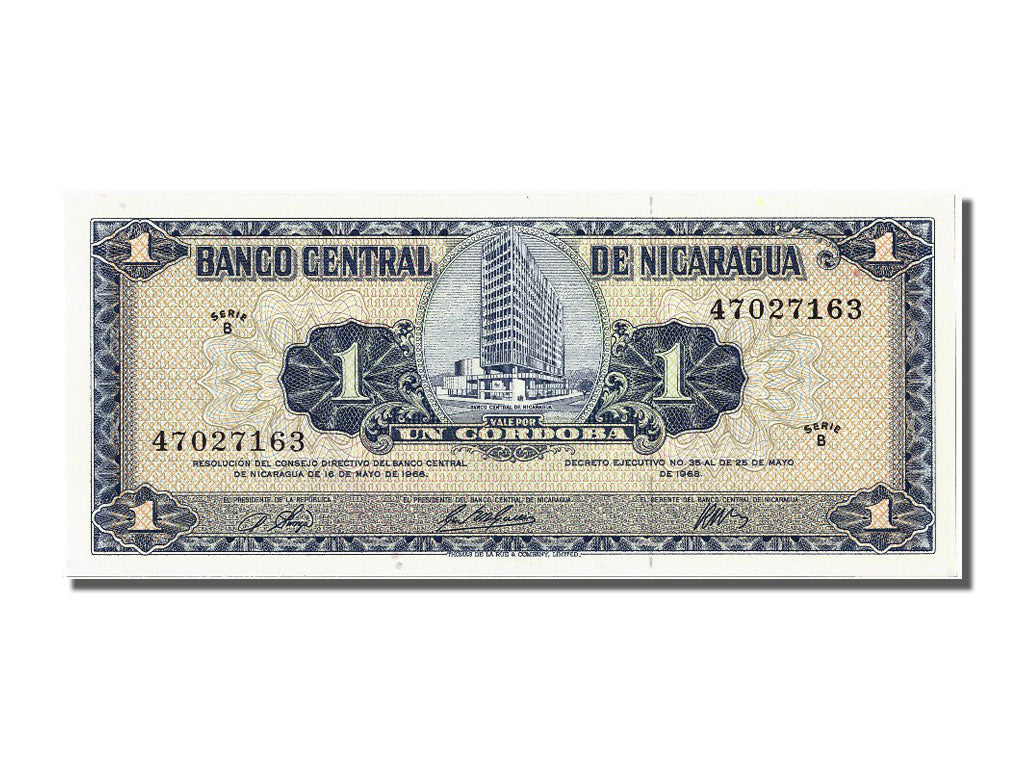 Banknote, Nicaragua, 1 Cordoba, 1968, 1968-05-25, UNC(63)