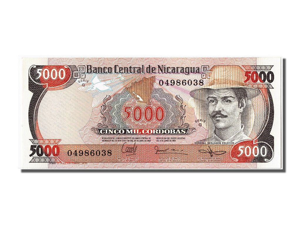 Banknote, Nicaragua, 5000 Cordobas, 1985, 1985-06-11, UNC(65-70)