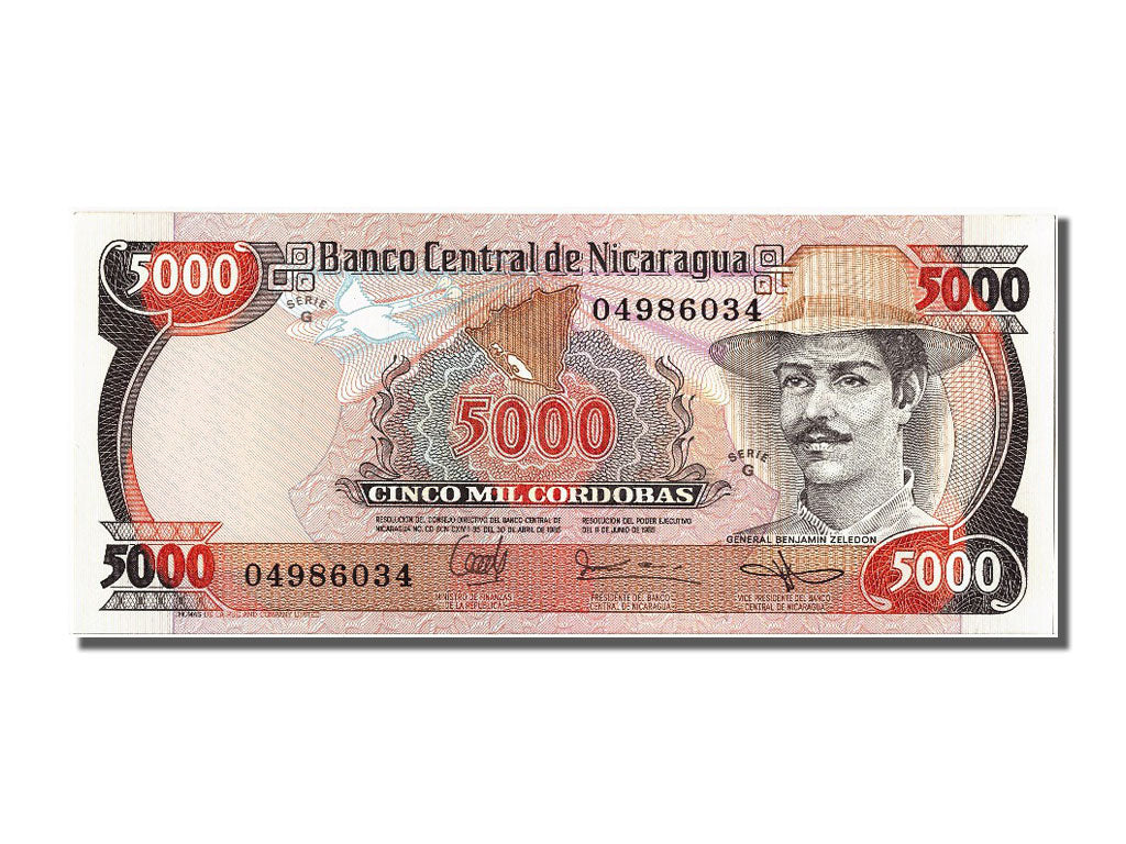 Banknote, Nicaragua, 5000 Cordobas, 1985, 1985-06-11, UNC(65-70)