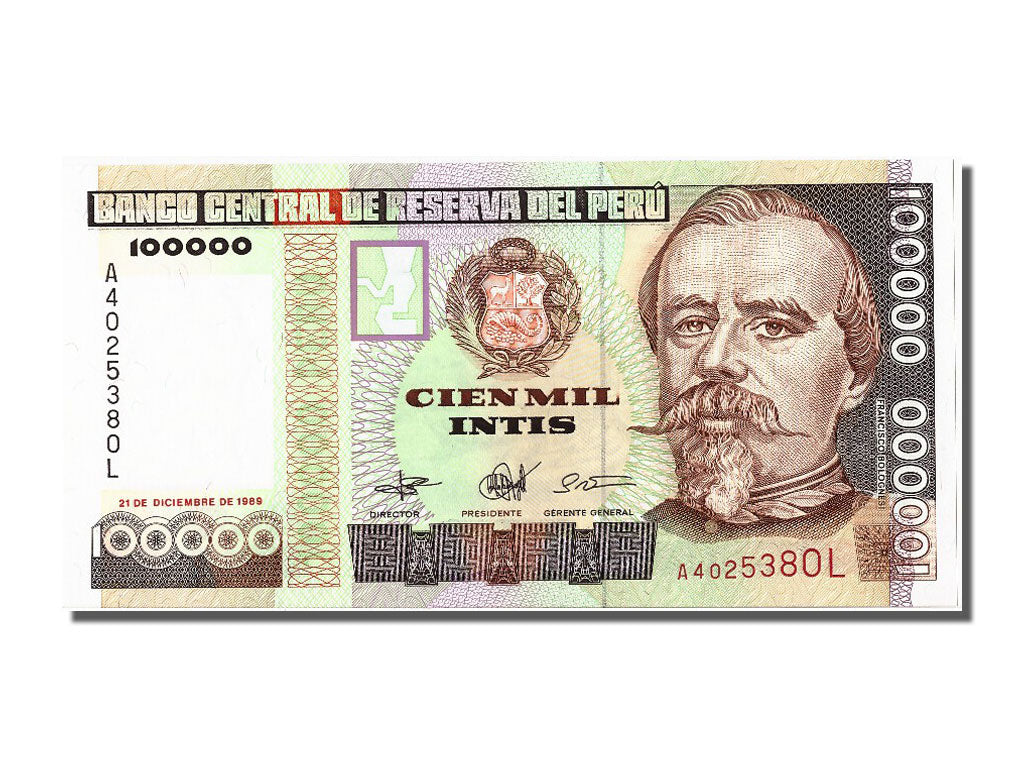 Peru, 100,000 Intis, 1989, KM #145, 1989-12-21, UNC(65-70), A4025380L