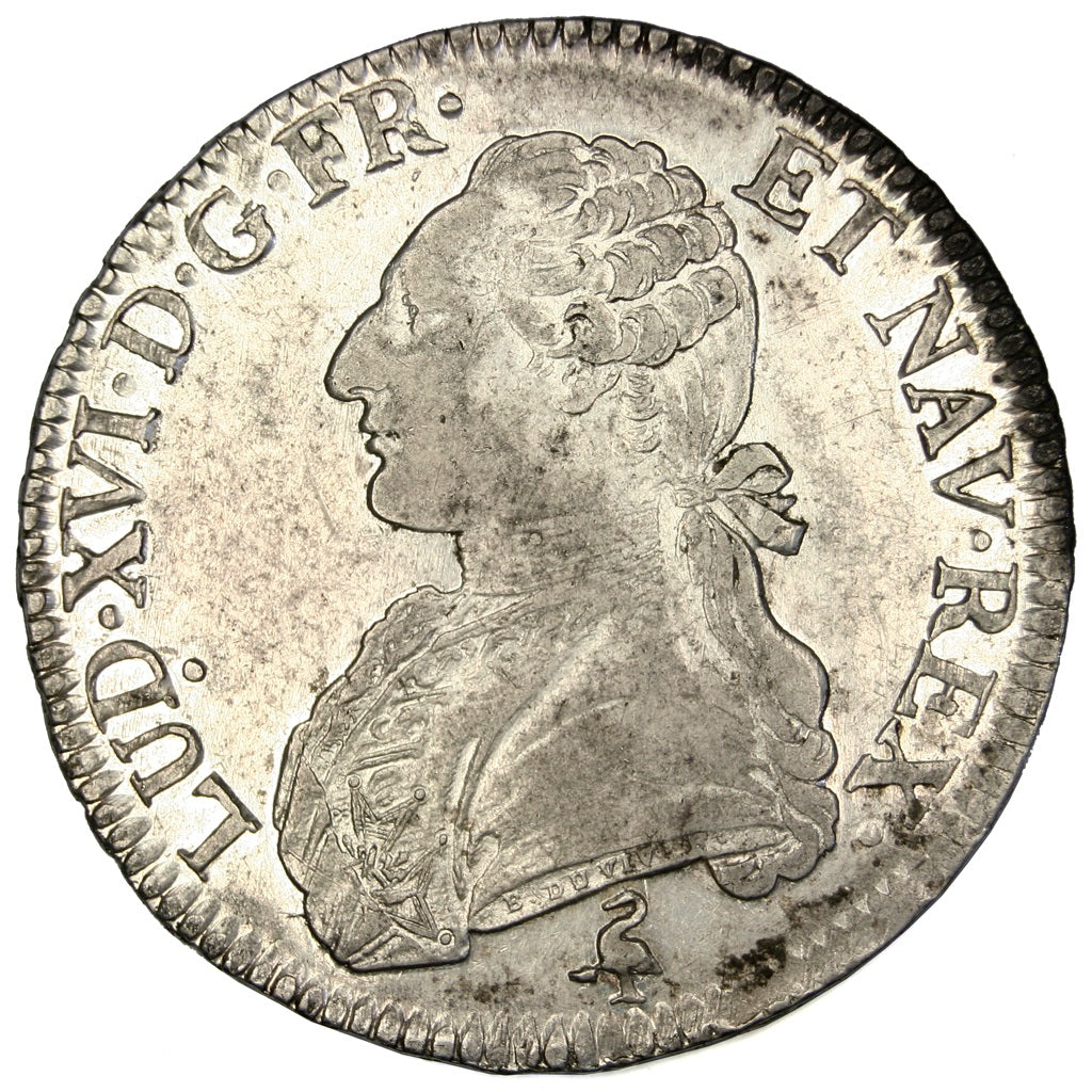 FRANCE, Ecu, 1790, Paris, EF(40-45), Silver, Gadoury #356, 29.46