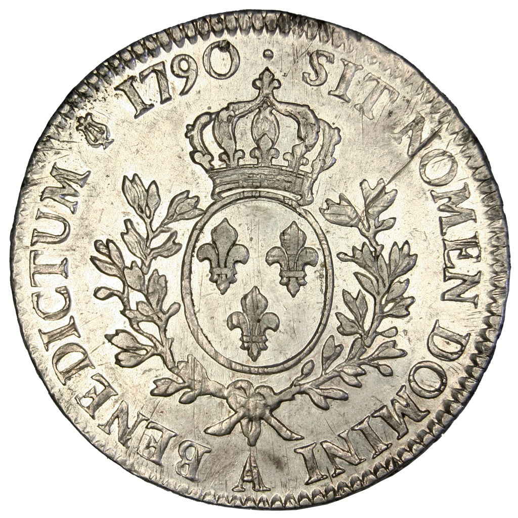 FRANCE, Ecu, 1790, Paris, EF(40-45), Silver, Gadoury #356, 29.46
