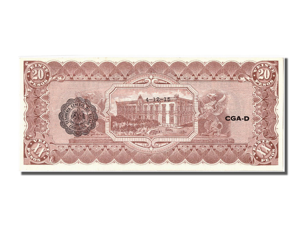 Banknote, Mexico - Revolutionary, 20 Pesos, 1915, UNC(65-70)