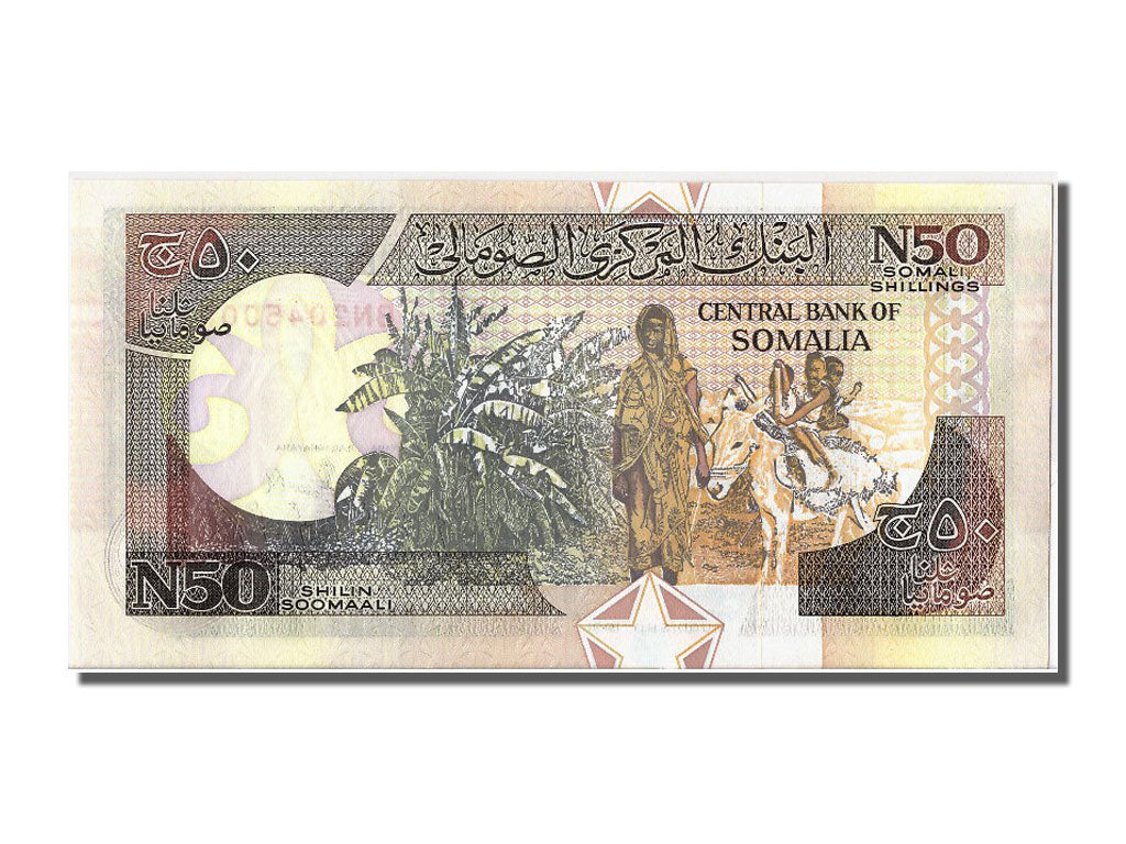Geldschein, Somalia, 50 N Shilin = 50 N Shillings, 1991, UNZ