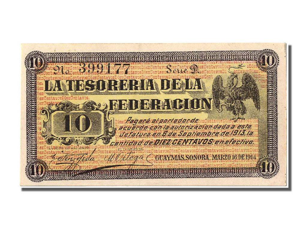 Banknote, Mexico - Revolutionary, 10 Centavos, 1914, 1914-03-16, UNC(65-70)