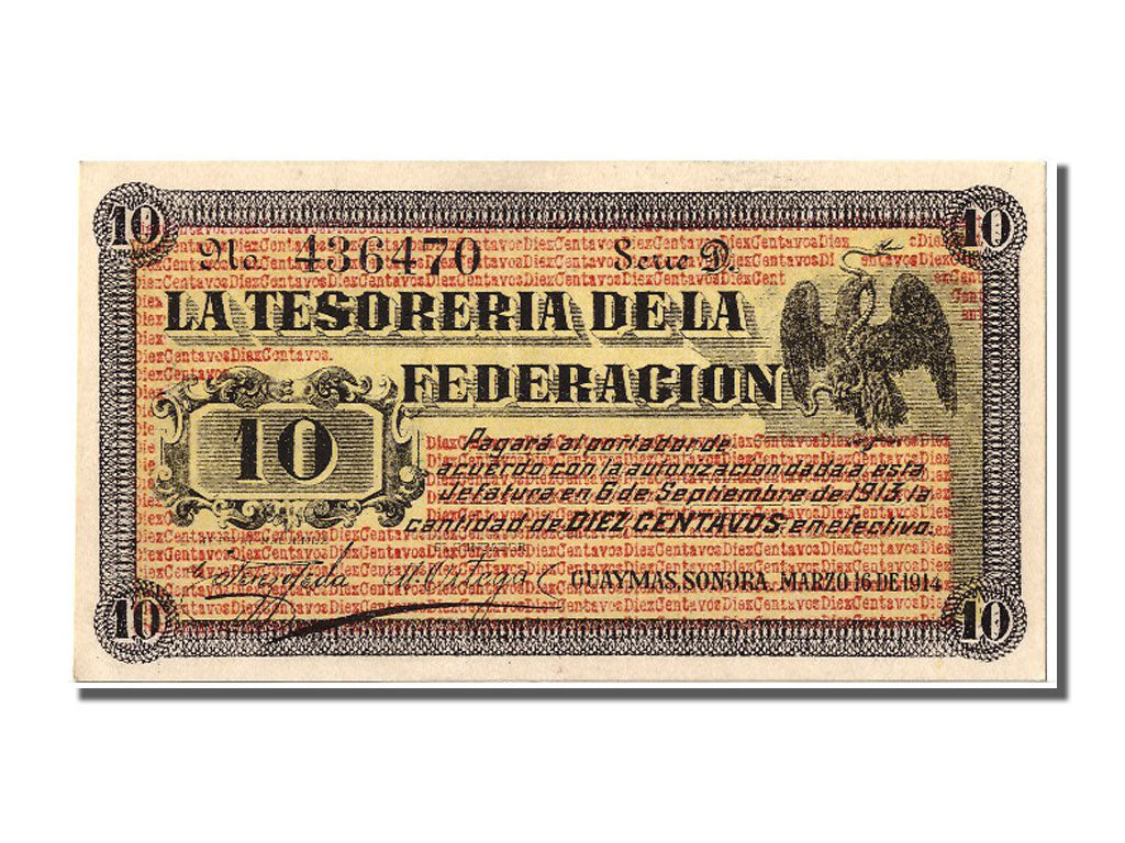 Banknote, Mexico - Revolutionary, 10 Centavos, 1914, 1914-03-16, UNC(65-70)