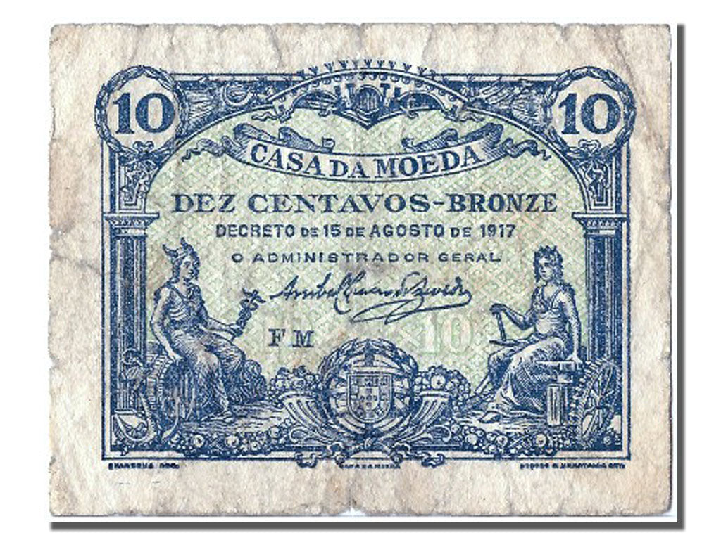 Portugal, 10 Centavos type 1917