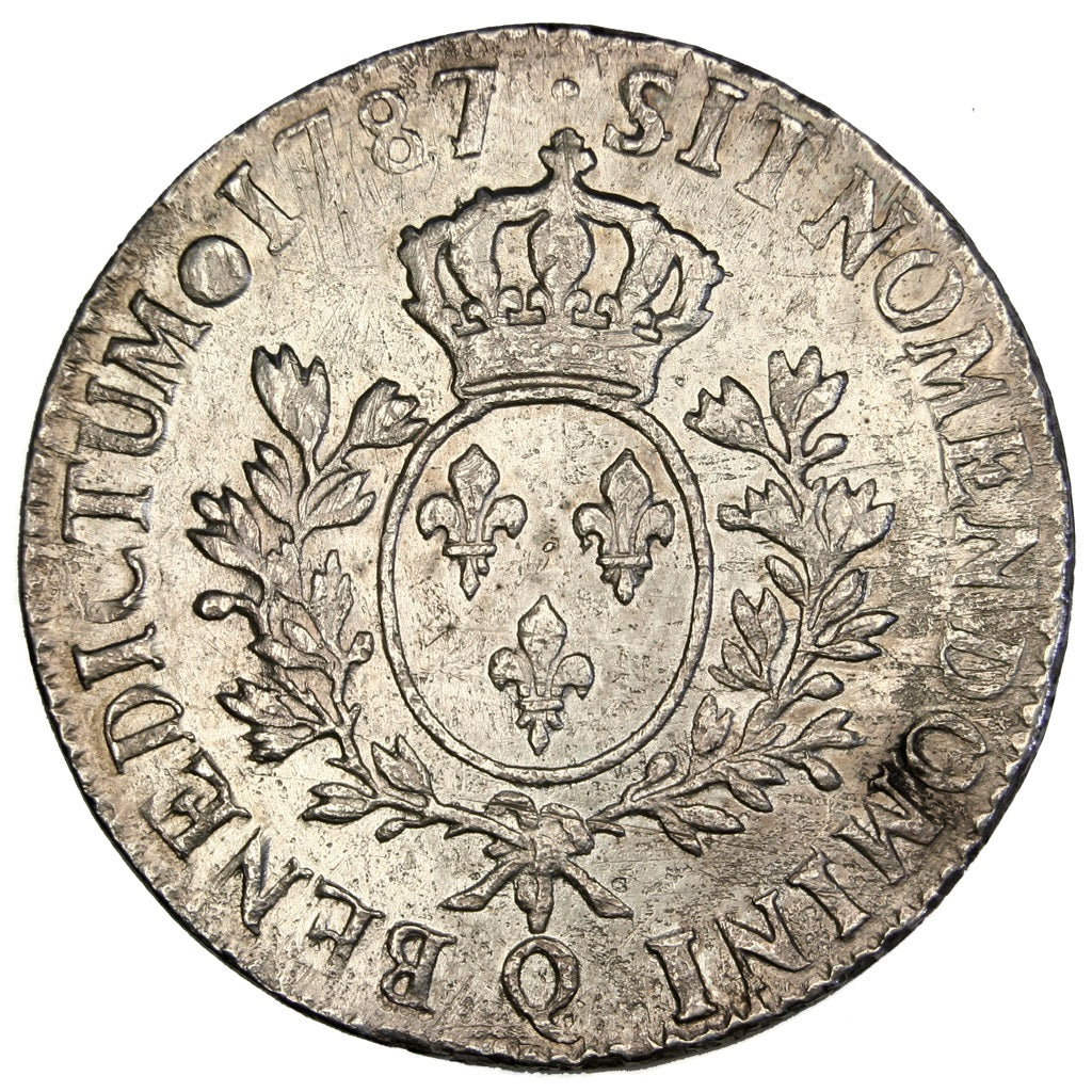 FRANCE, Écu aux branches d'olivier, ECU, 1787, Perpignan, KM #564.13, EF(40-45),