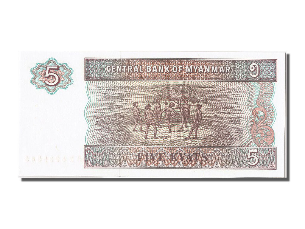 Biljet, Myanmar, 5 Kyats, NIEUW