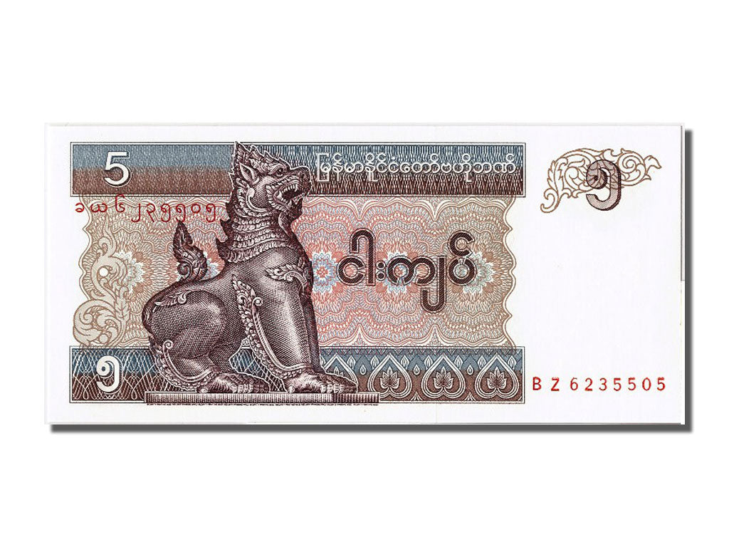 Banknot, Myanmar, 5 Kyats, UNC(65-70)