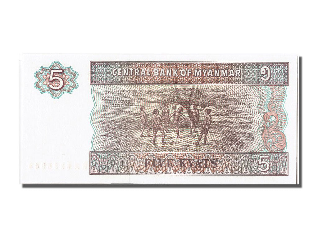 Biljet, Myanmar, 5 Kyats, NIEUW